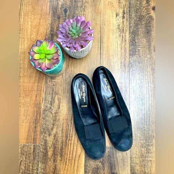 Robert Clergerie Shoes - ROBERT CLERGERIE PARIS BLACK SUEDE GROSGRAIN BOW Loafer